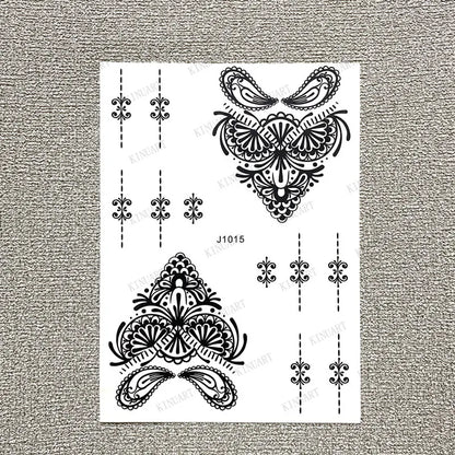 sengpan Black Henna Tattoo Stickers for Hands Temporary Tattoos Body Lace Tatoo Temporari Waterproof Fake Tattoo for Women Hena Tatoo