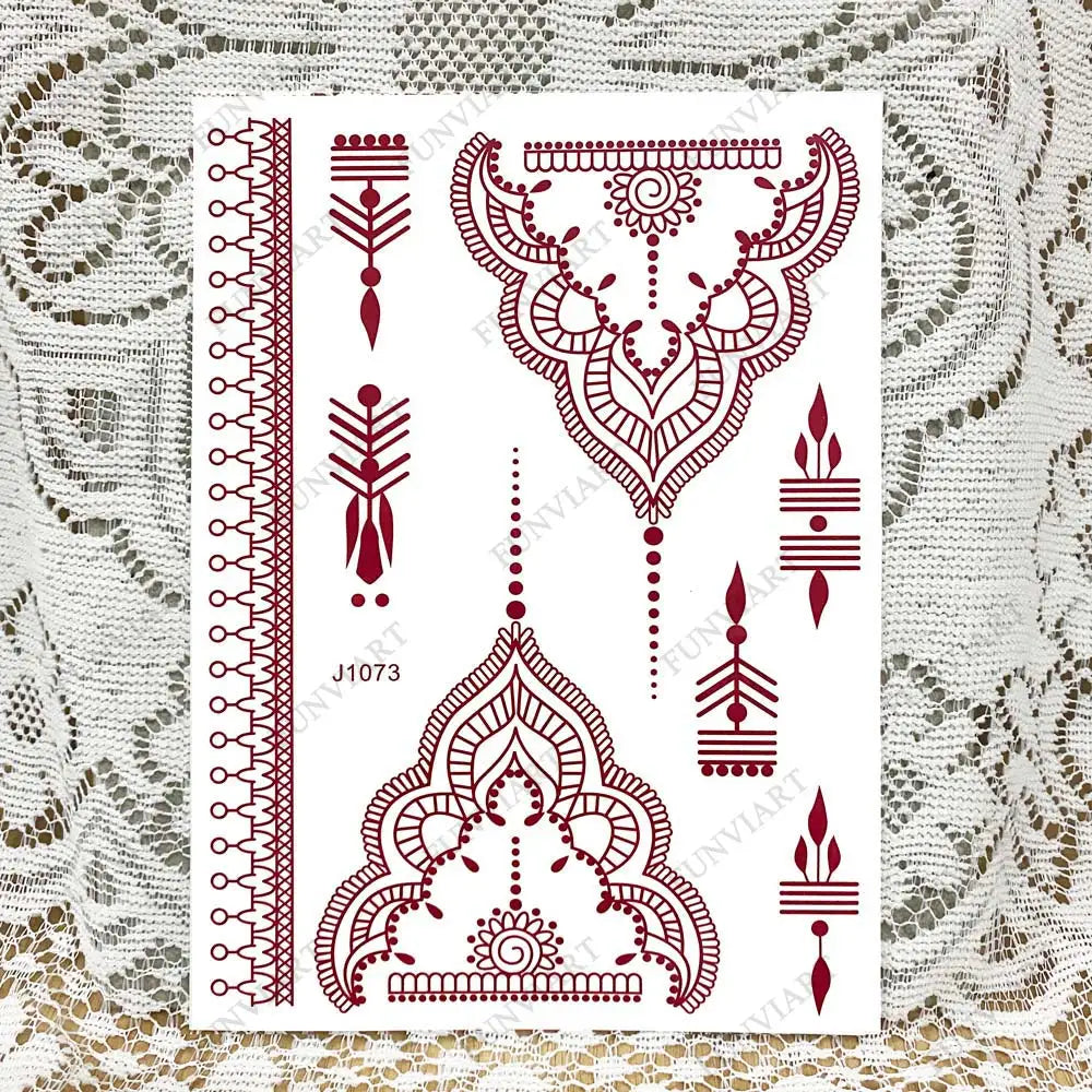 sengpan Brown Henna Tattoo Stickers Waterproof Temporary Tattoos Fake Tattoo for Women Body Art Hena Design Mehndi Stickers for Hand