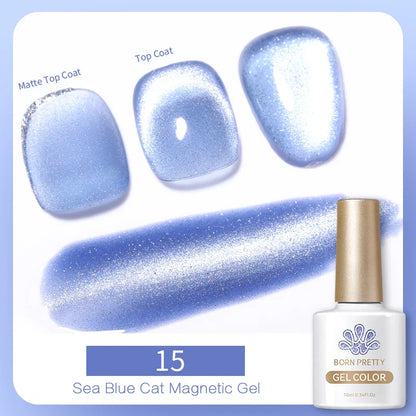 sengpan 10ml Double Light Reflective Glass Cat Magnetic Gel Sparkling Rainbow Color Gel Nail Polish Varnis Semi Permanent