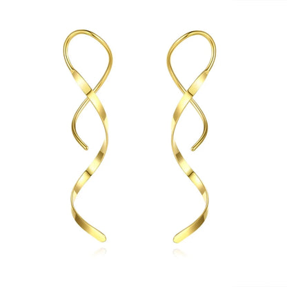 sengpan Simple Spiral Threader Earrings Irregular Helix Wave Curve Ear Line Cuff Stainless Steel Dangling Earring Women Fashion Jewelry