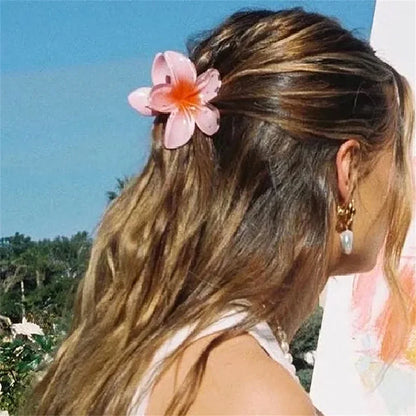 Lianfudai New Gradient Large Flower Acrylic Hair Clip for Women Sweet Hairpins Hair Claws Crab Clamp Barrettes Hawaiian Hair Accessories