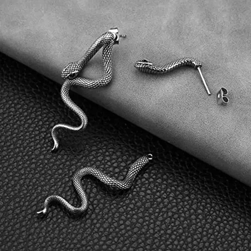 sengpan New Snake Shaped Earrings Detachable Animal Earrings Trendy Personalized Metal Long Snake Earrings Suitable Women Jewelry Gifts