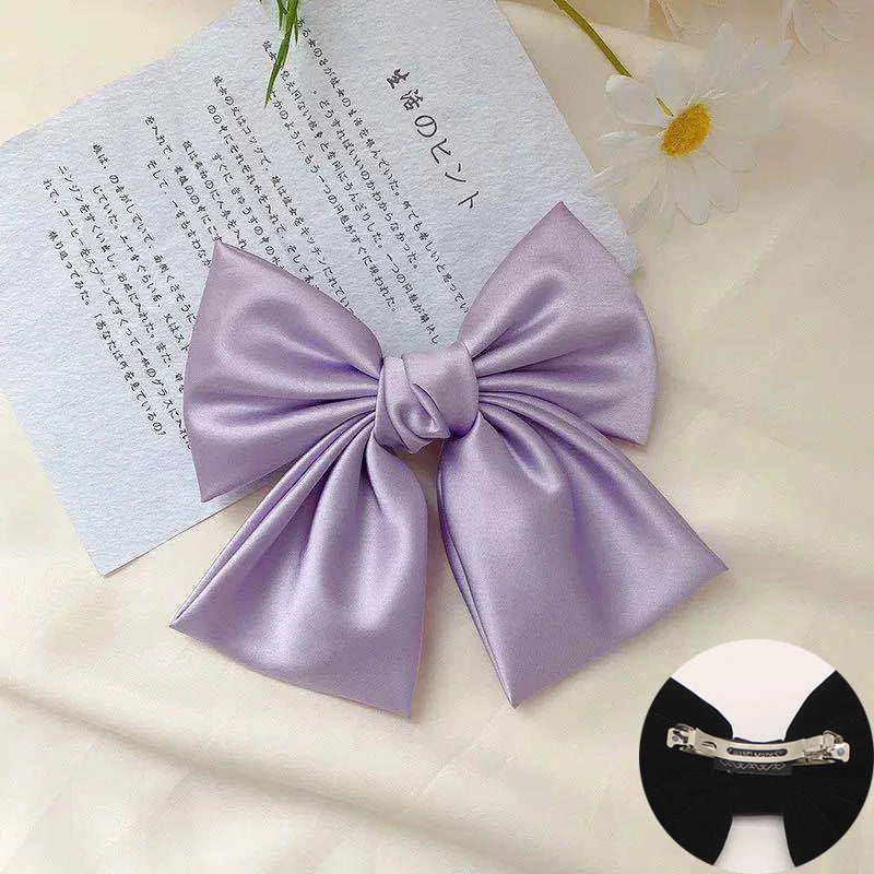 sengpan Oversized Bow Hair Accessories Fashion Satin Ribbon Hairpins Big Bow Hairpins Women Girls Satin Ladies Hairpins Cute