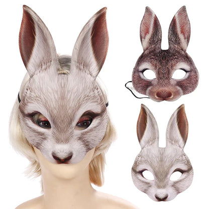 sengpan 3D Tiger Pig Bunny Rabbit Leopard Half Face Mask Creative Funny Animal Halloween Masquerade Party Cosplay Costume Decor