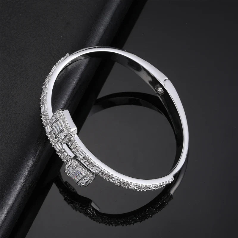 sengpan Hip Hop AAA+ Baguette Zirconia Stone Cubic Bangles Copper 6MM Bling Iced Out Bracelets For Men Women Wristband Jewelry Gift