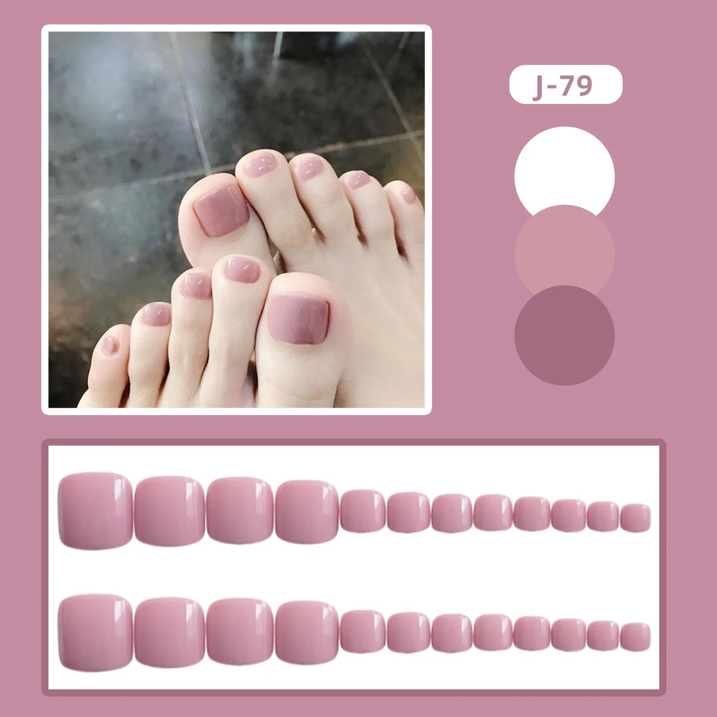 sengpan 24Ps Glossy Lake Blue Press on Toe Nails Artificial Acrylic Fake Toenails Full Coverage Removable Wearable Toe Nail Art Finished