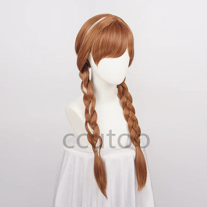 sengpan Halloween Women Princess Anna Wig Brown Braids Adult Party Synthetic Hair + Wig Cap