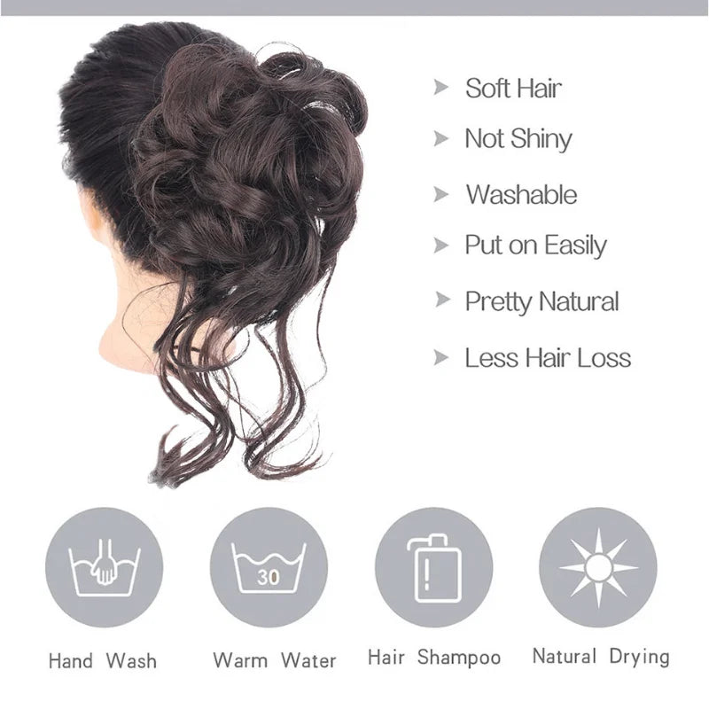 sengpan 2024 New Lazy Wind Grab Clip Fluffy Long Beard Hair Package Wig Set Ponytail Wig Ring Hair Clip Female Bridal Hair Accessories