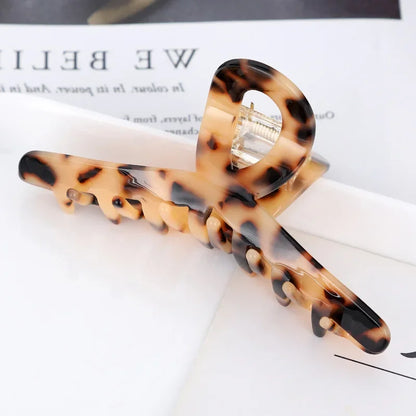 Lianfudai New Acetate Hair Claws Crab Clamps Charm Claw Clips Women Girls Leopard Hair Clips Retro Cross Hairdress Hair Styling Tool