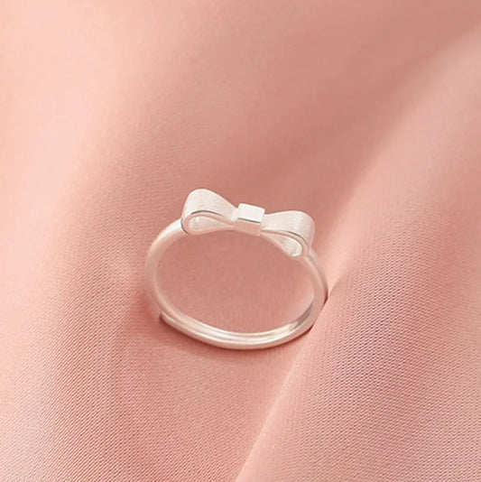 sengpan CLUB 925 Sterling Silver Ring For Women Jewelry String Bow Finger Open Vintage Handmade Ring Allergy For Party Birthday Gift