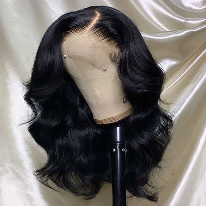 sengpan Short Body Wave 13x4 Lace Frontal Wigs Brazilian Front Human Hair Remy Bob Transparent 4x4 Closure For Black Women 180 Denstity