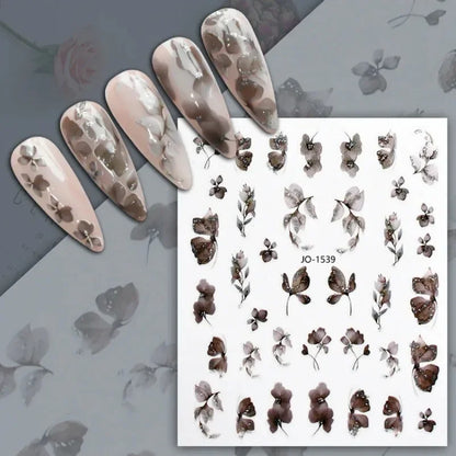 sengpan Simple Flowers 3D Nail Stickers Spring Summer Blossom Floral Tulip Fruit Nail Art Decals Adhesive Sliders Manicure Decorations