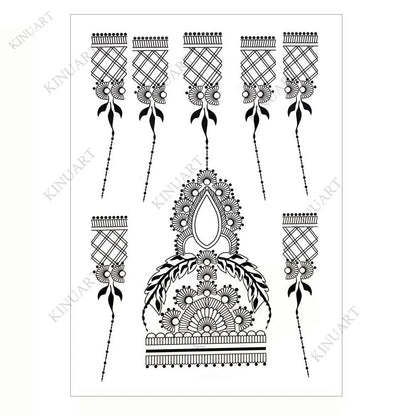 sengpan Black Henna Tattoo Stickers Temporary Tattoo for Women Wedding Lace Flower Mehndi Tattoo Waterproof Fake Tatoo Festival Body Art