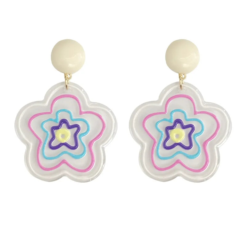 sengpan Y2K Acrylic Resin Star Drop Earrings for Women Girls Cute Romantic Pentagram Pendant Earrings Trendy Jewelry Accessories Mujer