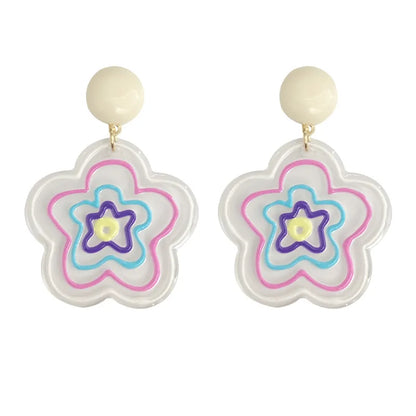 sengpan Y2K Acrylic Resin Star Drop Earrings for Women Girls Cute Romantic Pentagram Pendant Earrings Trendy Jewelry Accessories Mujer