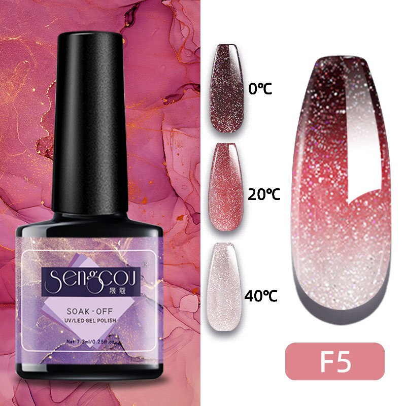 sengpan 7.3ml Thermal Gel Polish More Colors Temperature Color Changing Glitter UV Gel Varnish Soak Off UV LED Gel Lacquers Nail Polish