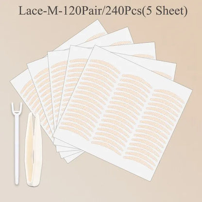 Lianfudai 240Pcs Double Fold Eyelid Tape Sticker Lace Nature Clear Beige Stripe Self-adhesive Natural Eye Makeup Make Up With Tool New