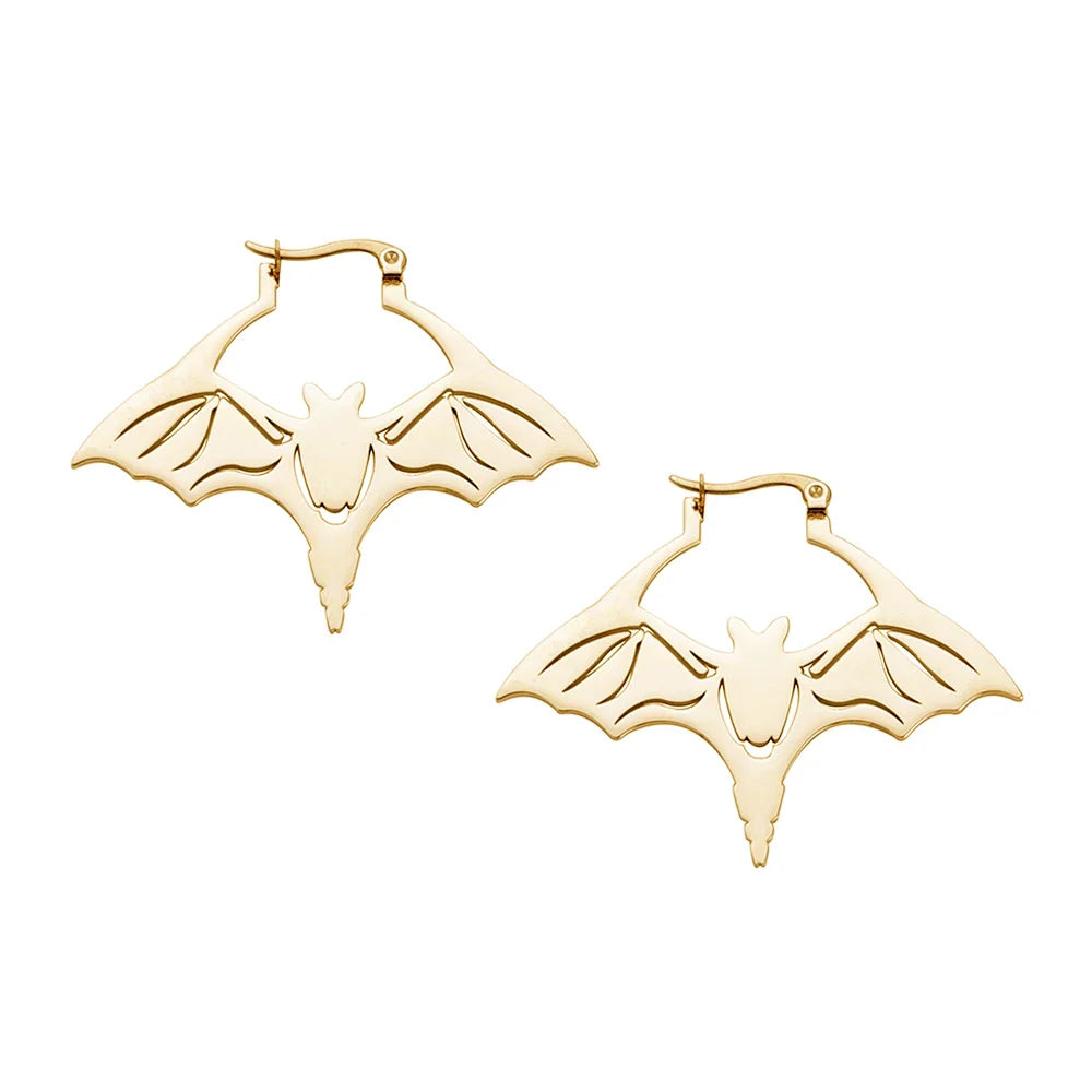 sengpan Stainless Steel Punk Grunge Bat Earrings Cool Halloween Wing Bats Stud Earrings For Women Girls Jewelry Accessories