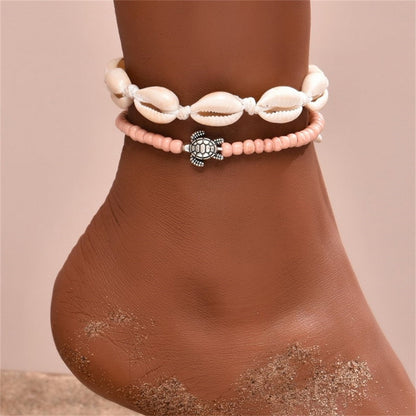 sengpan Bohemian Natural Shell Anklets For Women Foot Jewelry Summer Beach Barefoot Bracelets Ankle on Leg Chain Ankle Strap Accessories