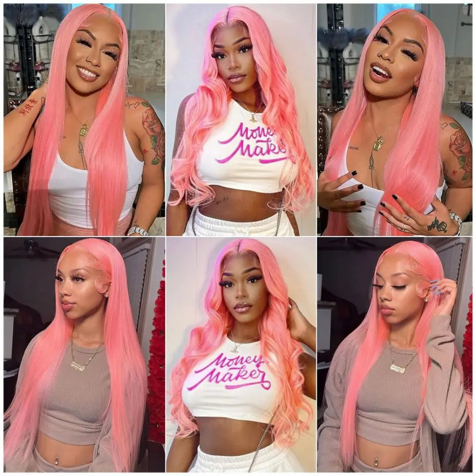 sengpan Pink Wig 13x4 13x6 Transparent Lace Frontal Wig Body Wave Hair 613 Colored Wigs For Women Hair 30inch Brazilian Human Hair Wigs