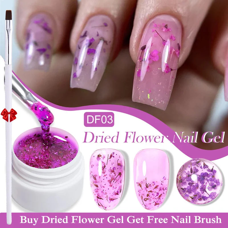 sengpan 8ml Dried Flower Gel Nail Polish Natural Flower Floral DIY Nail Art Semi Permanent UV Gel Soak Off Painting Varnishes