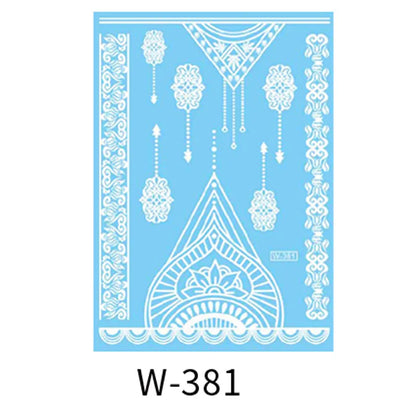 sengpan White Henna Lace Temporary Tattoos For Women Henna Design Stickers for Hand Hena Tattoo Waterproof Wedding Decoration