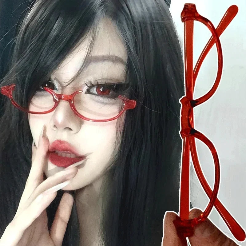 sengpan Anime Character Kamishiro Rize Cosplay Red Glasses Akemi Homura Role Play Half Frame Eyeglass Without Lens Accessories Eyewear