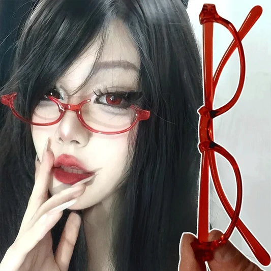 sengpan Anime Character Kamishiro Rize Cosplay Red Glasses Akemi Homura Role Play Half Frame Eyeglass Without Lens Accessories Eyewear