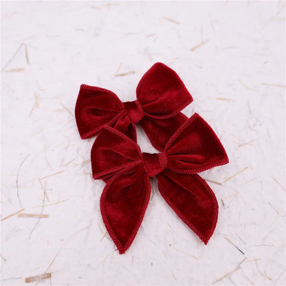 sengpan Small Velvet Fable Bow Hair Clips for Toddler Baby Girl Kids Christmas Velvet Hair Bow Alligator Clips Accessories