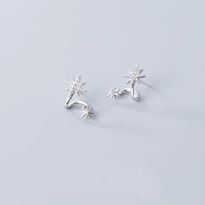 sengpan  Korean Six Star U-shaped Earrings for Women's Fashion Shiny Zircon Birthday Party Jewelry Accessories