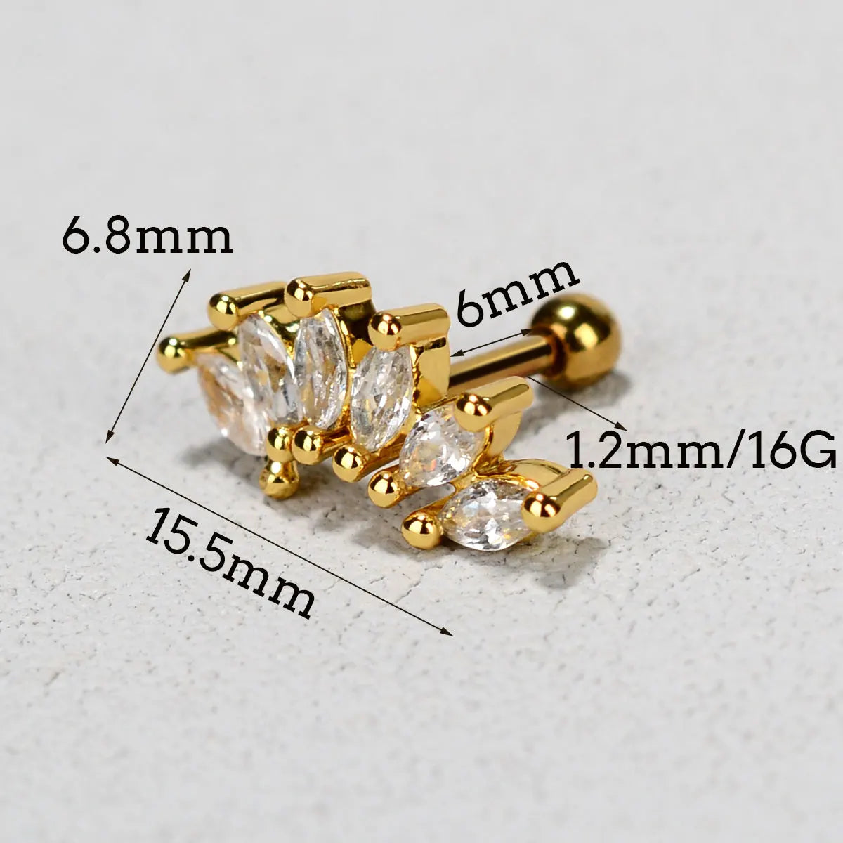 sengpan 1PC  Flower Leaf Tragus Helix Piercing Studs Earrings Women Mini Crystal CZ Stainless Steel Earings Girls Ear Bone Fine Jewelry