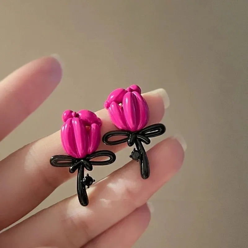 sengpan Romantic Balloon Rose Flower Dangle Earrings Quirky Cute For Women Korean Style Trending Wholesale Jewelry