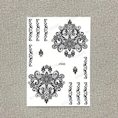 sengpan Black Henna Tattoo Stickers for Hands Temporary Tattoos Body Lace Tatoo Temporari Waterproof Fake Tattoo for Women Hena Tatoo