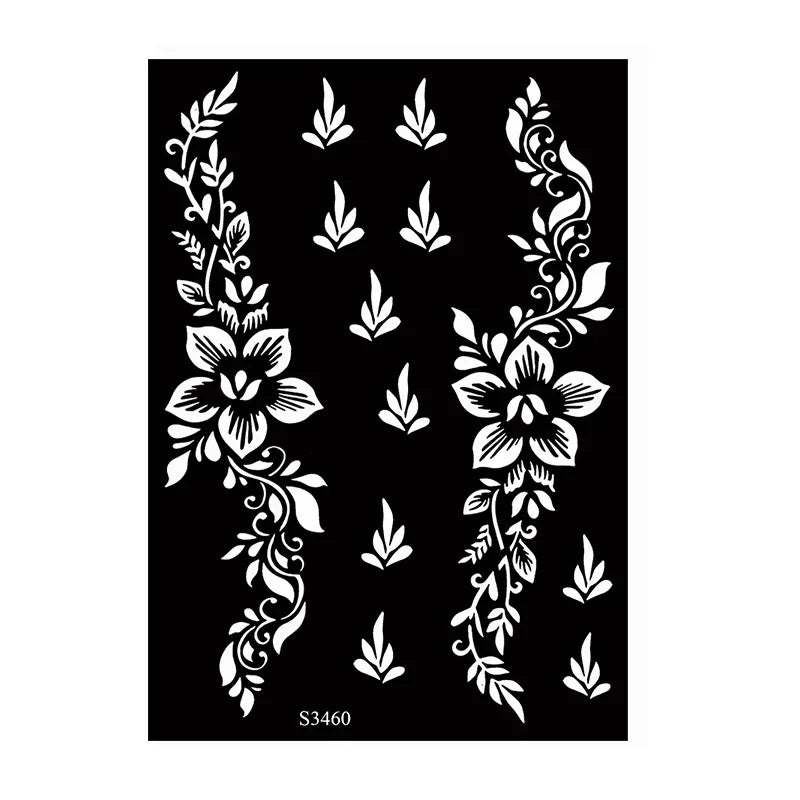 sengpan Reusable Temporary Henna Tattoo Stencil for Hand Arm Sleeve Mehndi Stencils Designs Painting Template DIY Tattoo Supplies