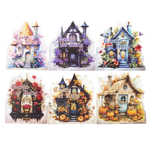 sengpan 10 Pcs/bag Gothic Castles Witch Halloween Pumpkin Transparent Stickers DIY Decorative Junk Journal Diary Scrapbook Materials