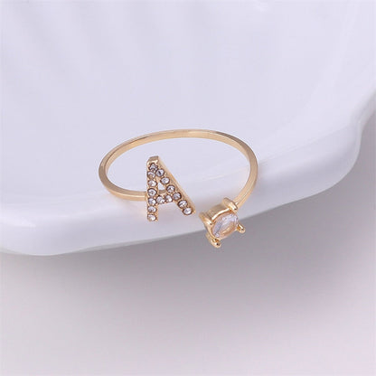 sengpan Simple 26 Initial Letter Rings For Women Gold Color Stackable Name A-Z English Alphabet Finger Ring Fashion Jewelry Couple Gifts