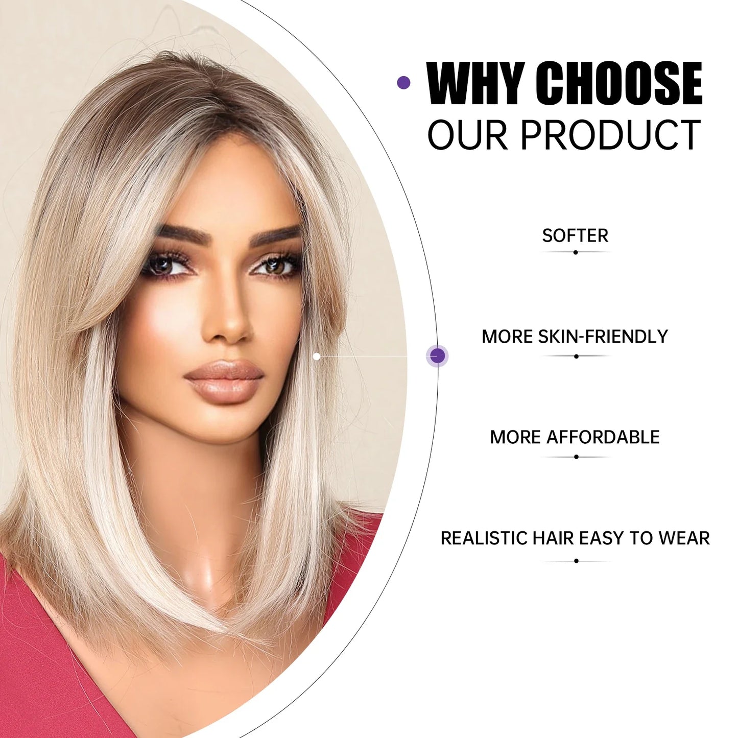 sengpan Short Brown Ombre Blonde Cosplay Wig Synthetic Straight Wigs for Black Women Heat Resistant Halloween Party Daily Natural Hair