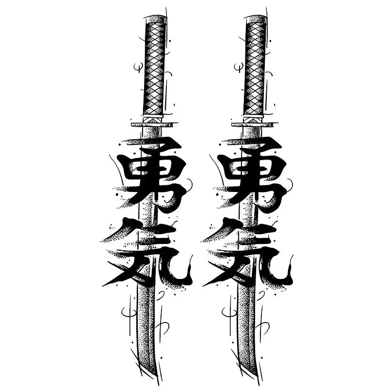 sengpan Katana Sword Herbal Juice Tattoo Stickers Men Waterproof Lasting Semi-permanent Tattoo Big Picture Flower Arm Art Fake Tattoos