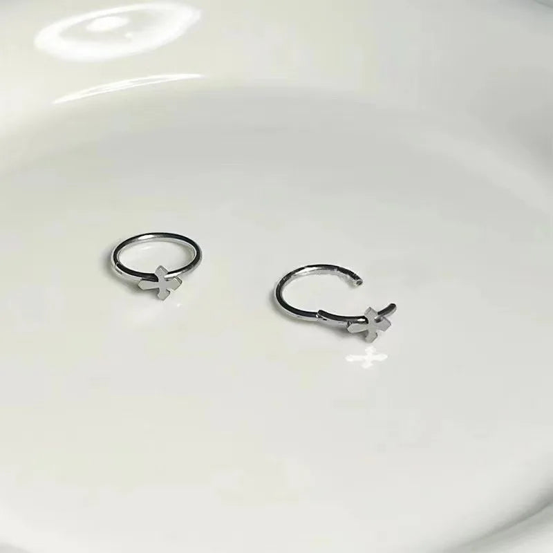 sengpan INS Cross Heart Seamless Closed Ring Lip Ring Titanium Steel Ear Bone Studs For Cool Girl Labret Piercing Jewelry Men Women