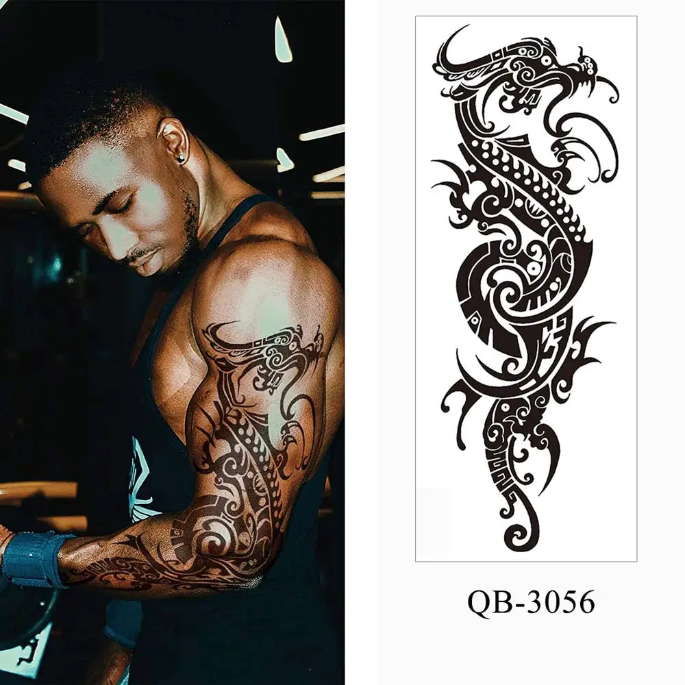 sengpan Large Arm Tattoo Sticker Full Sleeve Temporary Tattoos for Men Fish Wolf Tiger Tattoo Fake Tatoo for Women Waterproof Body Art