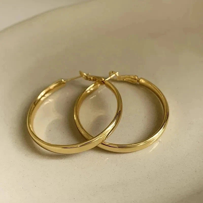 sengpan Metal Punk Style Oversized Large Hoop Earrings Twisted Big Circle Round Loop Earrings for Women Exaggerate Party Jewelry Gifts