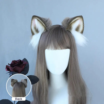 sengpan Halloween Gothic Style Headband Simulation Plush Cat Ear Hairband Bat Wings Hair Hoop Cosplay Hair Accessories Dress Up Prop