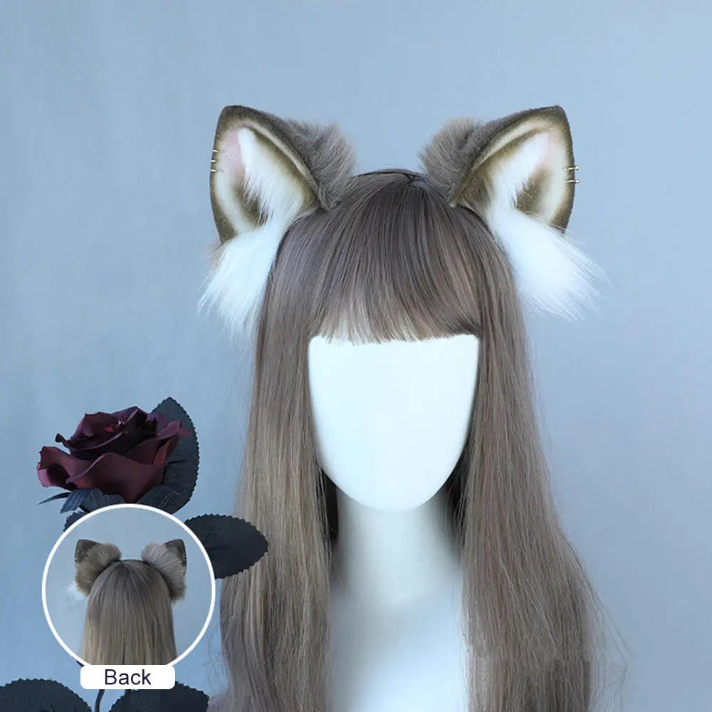 sengpan Halloween Gothic Style Headband Simulation Plush Cat Ear Hairband Bat Wings Hair Hoop Cosplay Hair Accessories Dress Up Prop