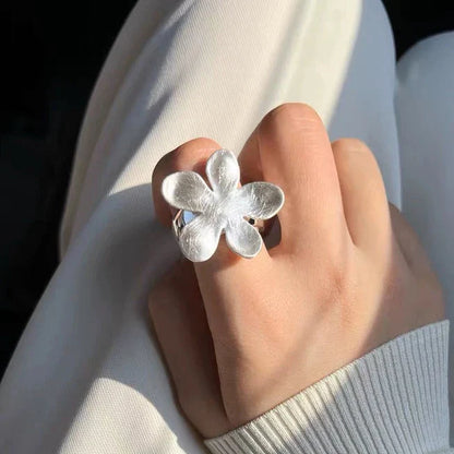 sengpan  Silver Ring For Women Jewelry String Flower Finger Open Handmade Ring Allergy For Party Birthday Gift