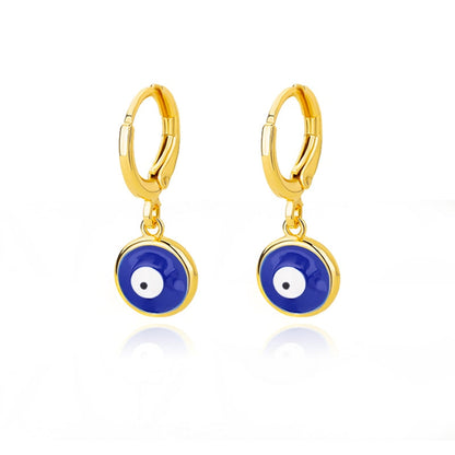 sengpan Zircon Evil Eye Earrings For Women Stainless Steel Gold Plated Turkish Demon Eye Hoop Piercing Earring Goth Jewelry aretes