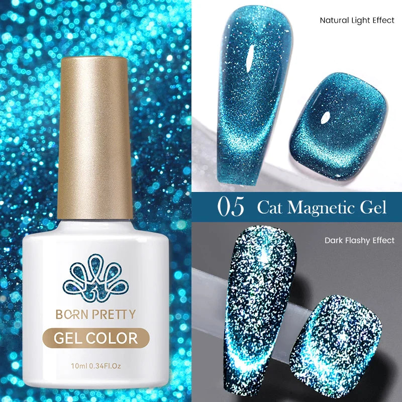 sengpan Super Holos Cat Magnetic Nail Gel Polish for Nails 10ml Soak Off Holographics Laser Gel Polish Auroras Glimmer Nails