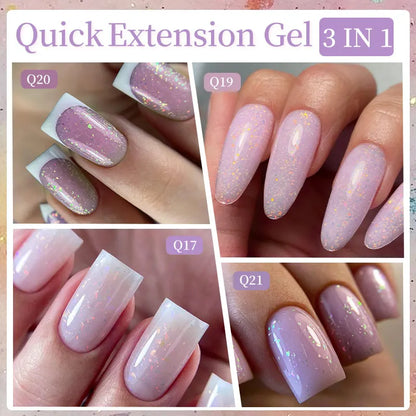 sengpan 7ML Gold Foil Quick Extension Gel Nail Polish Nude Purple Nail Flakes Vernis Semi Permanent UV Gel Nail Art Hard Gel