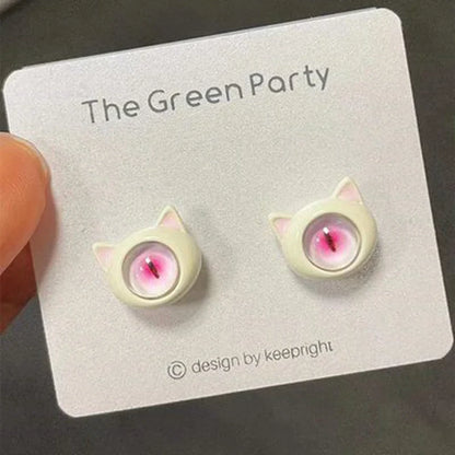 sengpan Korean Fashion Cute Cat Monster Stud Earrings for Women Girls Kids One-eyed Unusual Earring Gothic Halloween Y2k Anime Jewelry