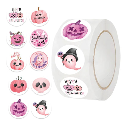 sengpan 500pcs/roll Pink Halloween Cartoon Graffiti Stickers Phone Guitar Laptop Notebook Suitcase Water Bottles Sticker Gift