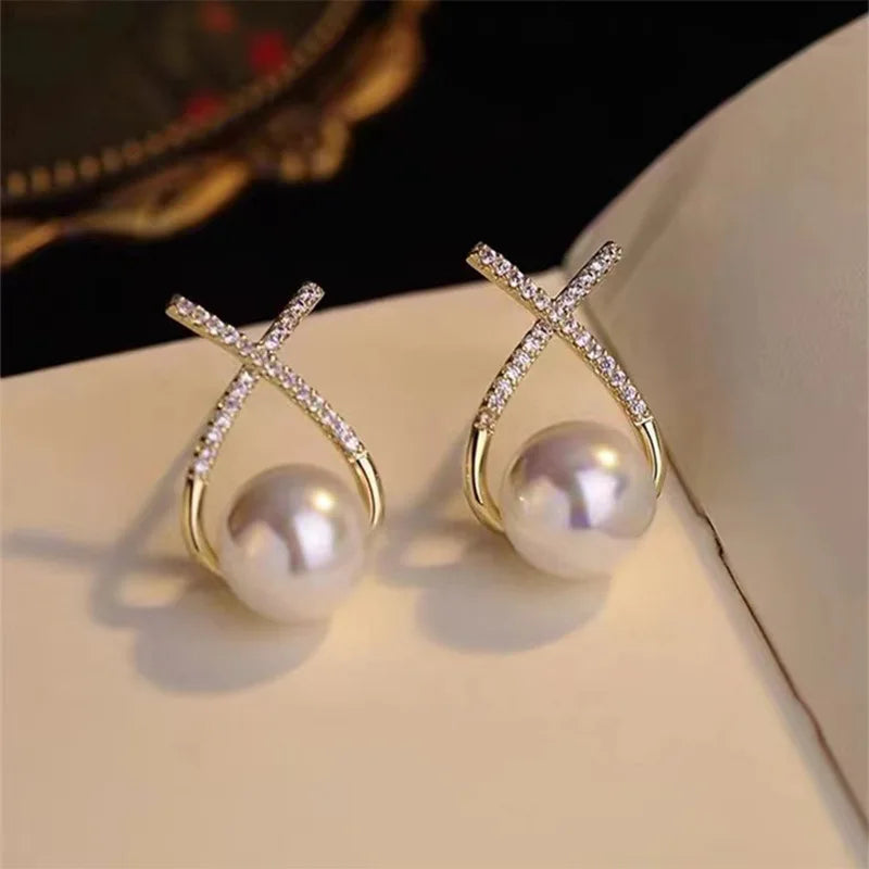 sengpan Simple Exaggerated Large Pearl Stud Earrings for Women Wedding Bridal Korean Imitation Pearl Earrings Office Jewelry Gifts